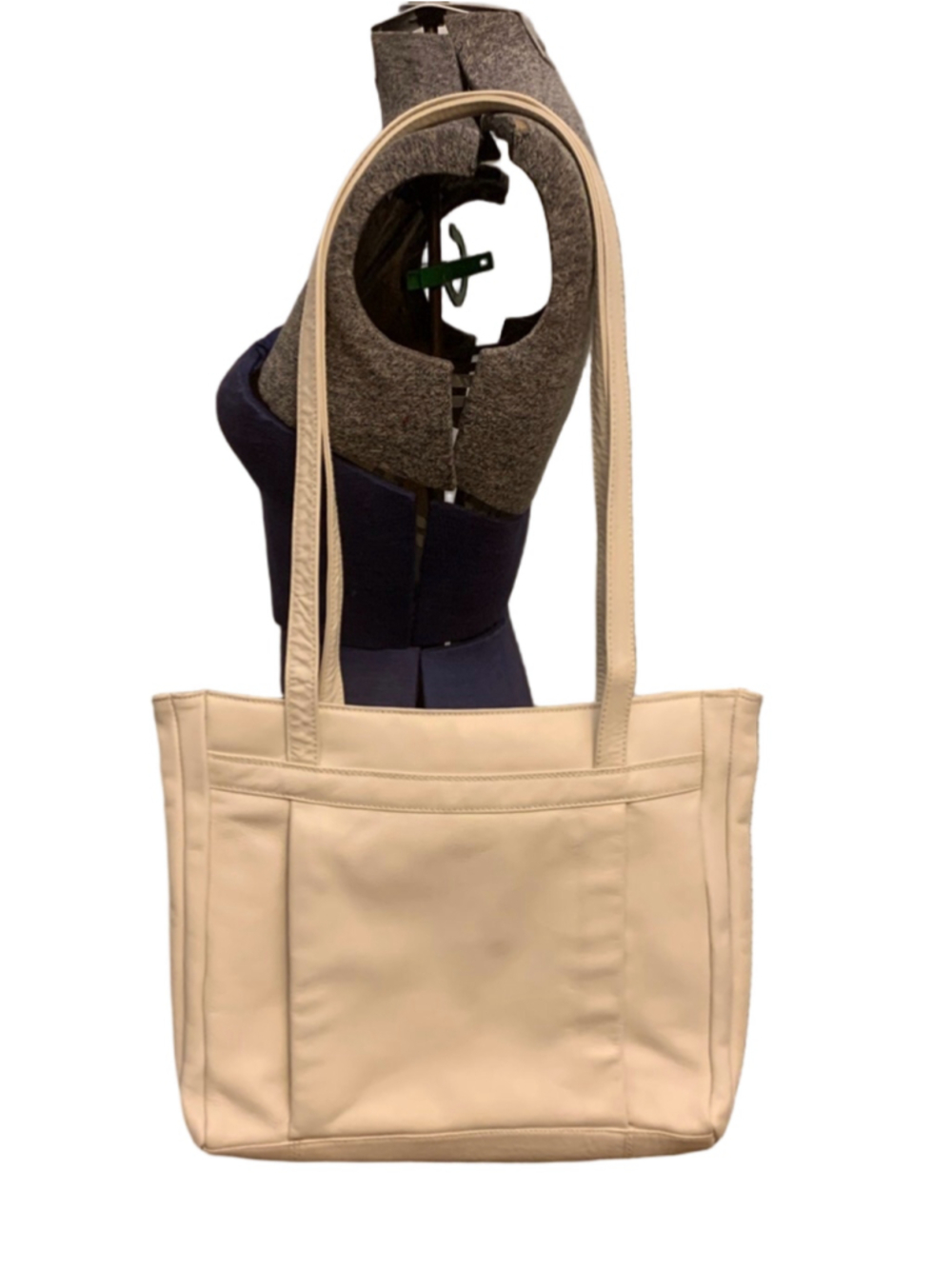 Women's Derek Alexander Cream Leather Tote Bag One Size